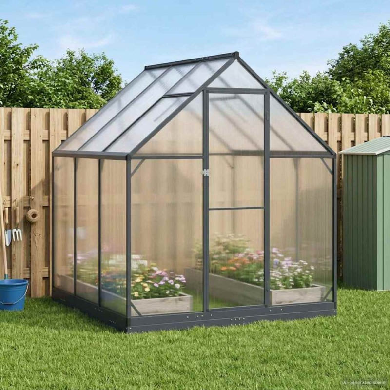 vidaXL Θερμοκήπιο Κήπου με πόρτα Ανθρακί 183,5 x 183,5 x 207 εκ