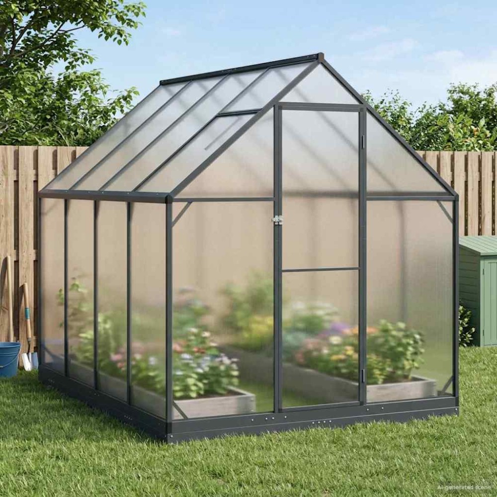 vidaXL Θερμοκήπιο Κήπου με πόρτα Ανθρακί 183,5 x 243,5 x 207 εκ