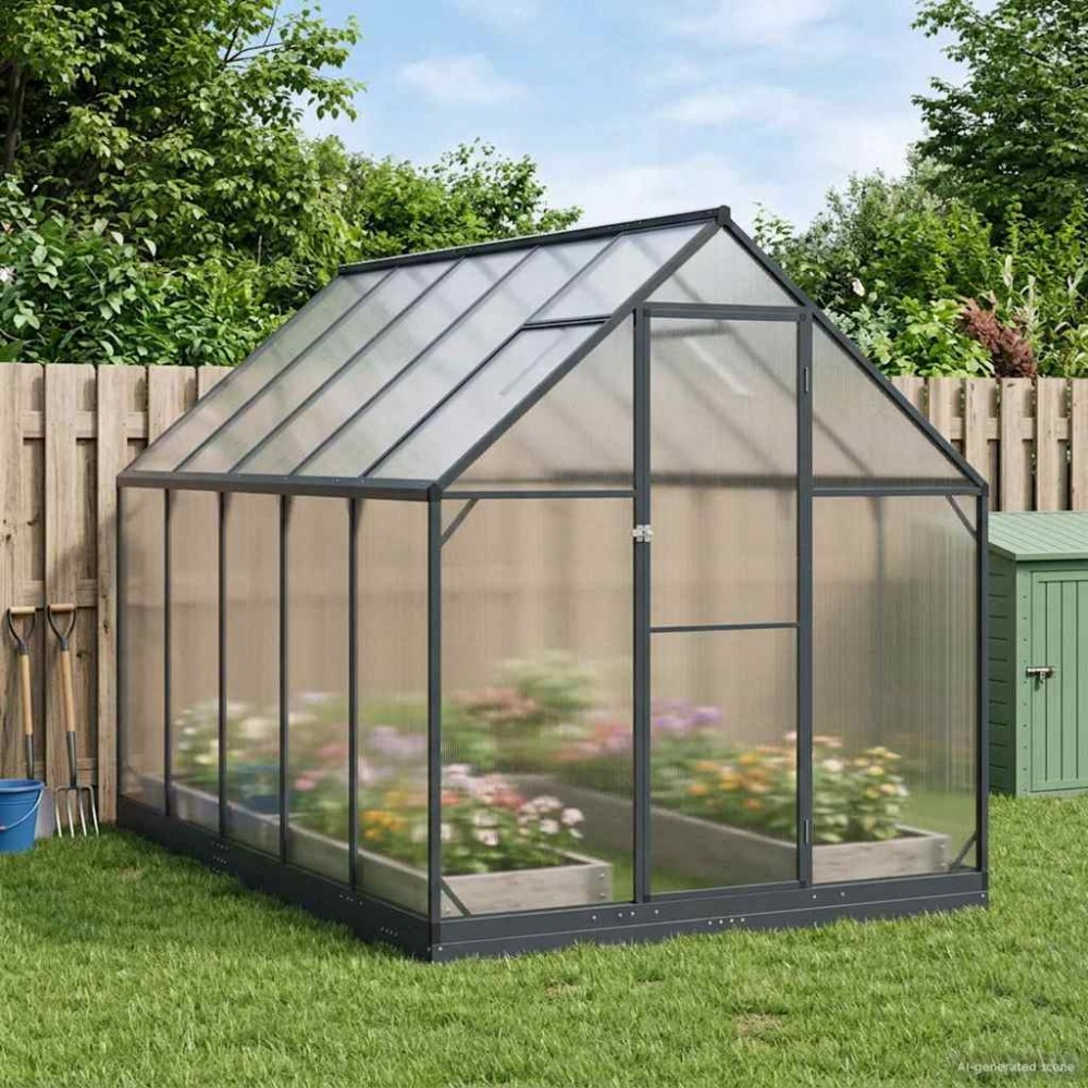 vidaXL Θερμοκήπιο Κήπου με πόρτα Ανθρακί 183,5 x 303,5 x 207 εκ