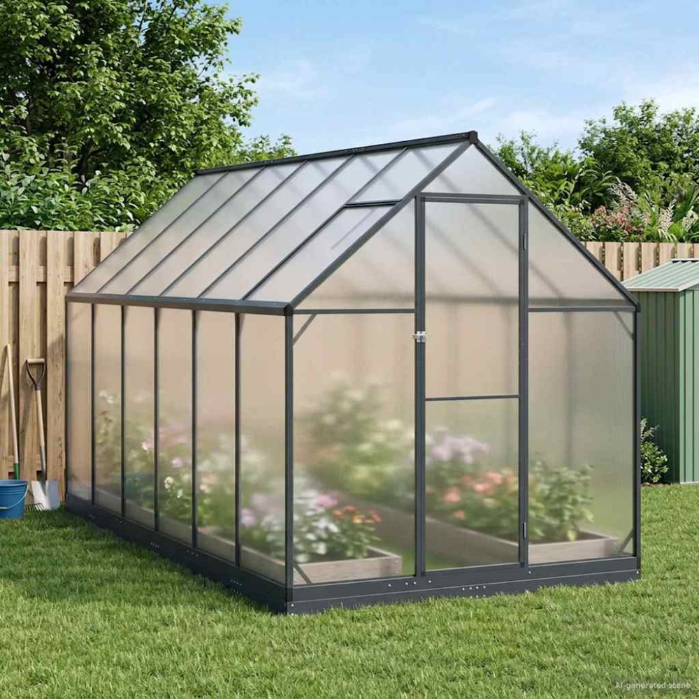 vidaXL Θερμοκήπιο Κήπου με πόρτα Ανθρακί 183,5 x 363,5 x 207 εκ