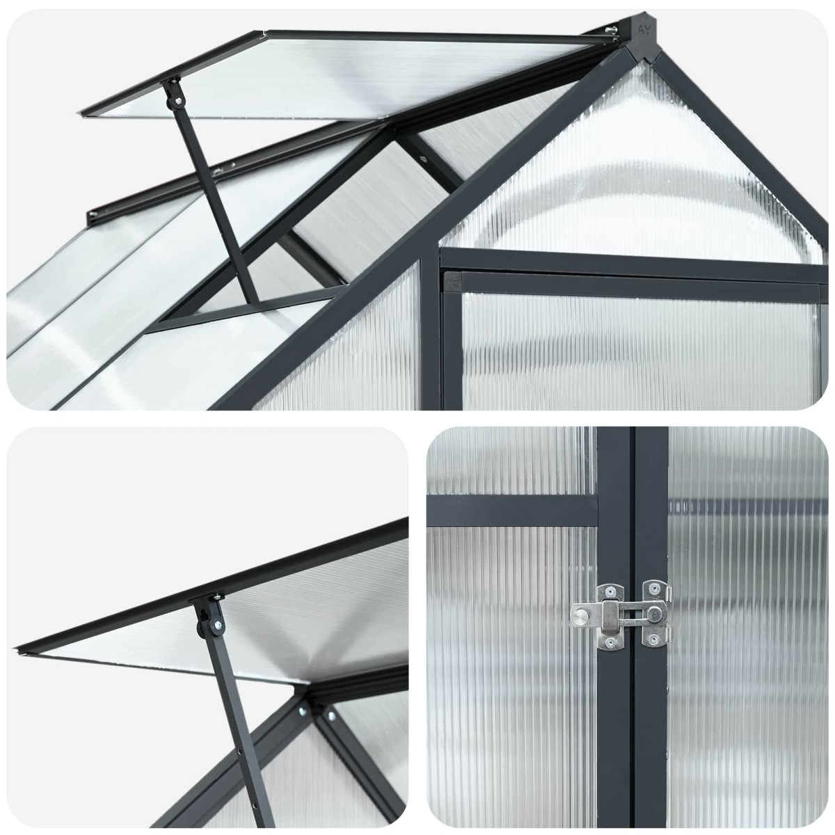 vidaXL Θερμοκήπιο Κήπου με πόρτα Ανθρακί 183,5 x 363,5 x 207 εκ