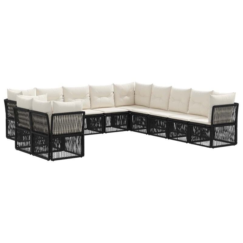 vidaXL Σετ Καναπέ Κήπου 11 τμχ. Μαύρο συνθετικό ρατάν