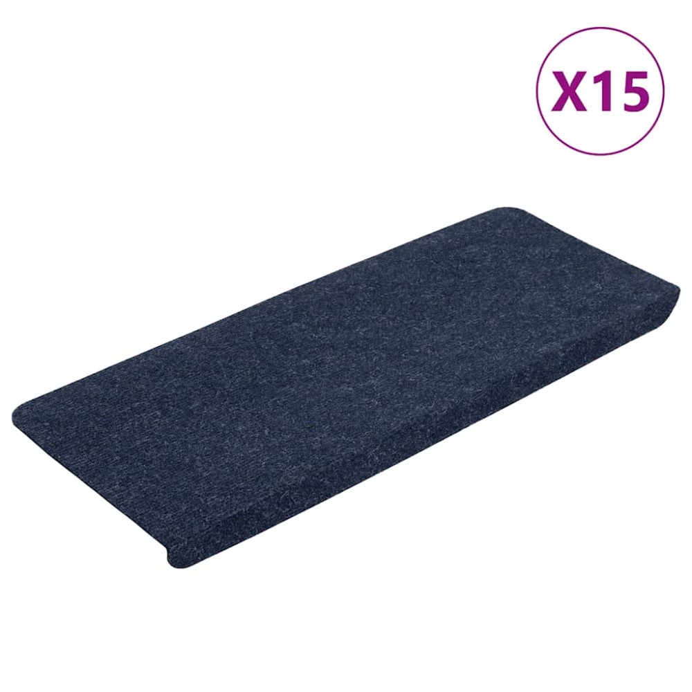 vidaXL Πατάκια Σκάλας Αυτοκόλλητα 15 τεμ. Μπλε 65x24,5x3,5 εκ.