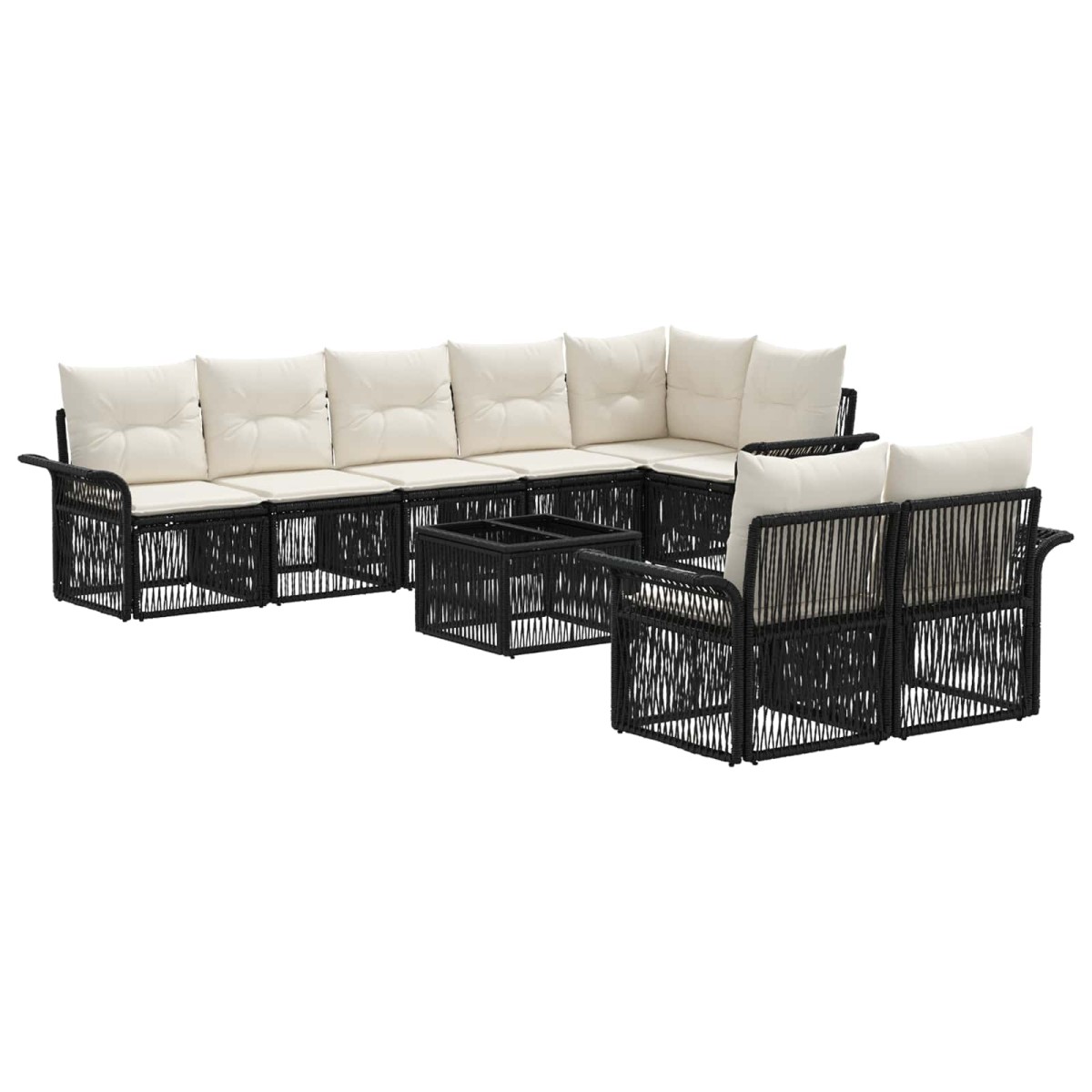 vidaXL Σετ Καναπέ Κήπου 9 τμχ. Μαύρο συνθετικό ρατάν