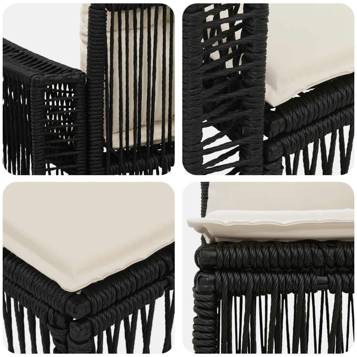 vidaXL Σετ Καναπέ Κήπου 5 τμχ. Μαύρο και Κρεμ Λευκό συνθετικό ρατάν