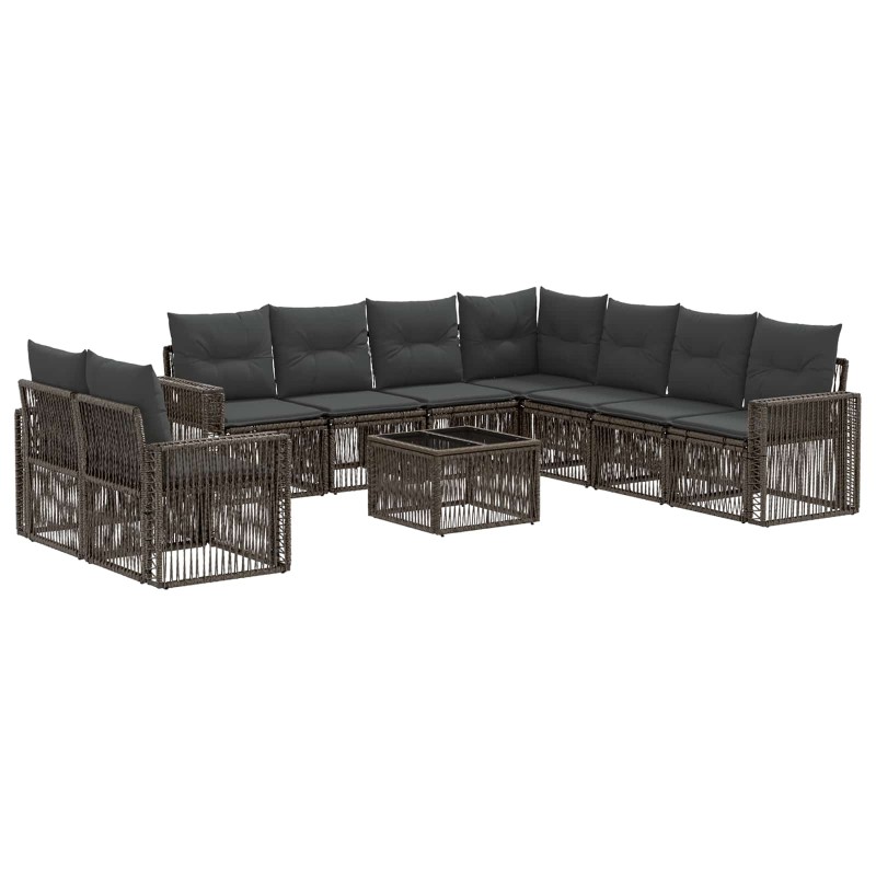 vidaXL Σετ Καναπέ Κήπου 10 τμχ. Γκρι και Σκούρο Γκρι συνθετικό ρατάν