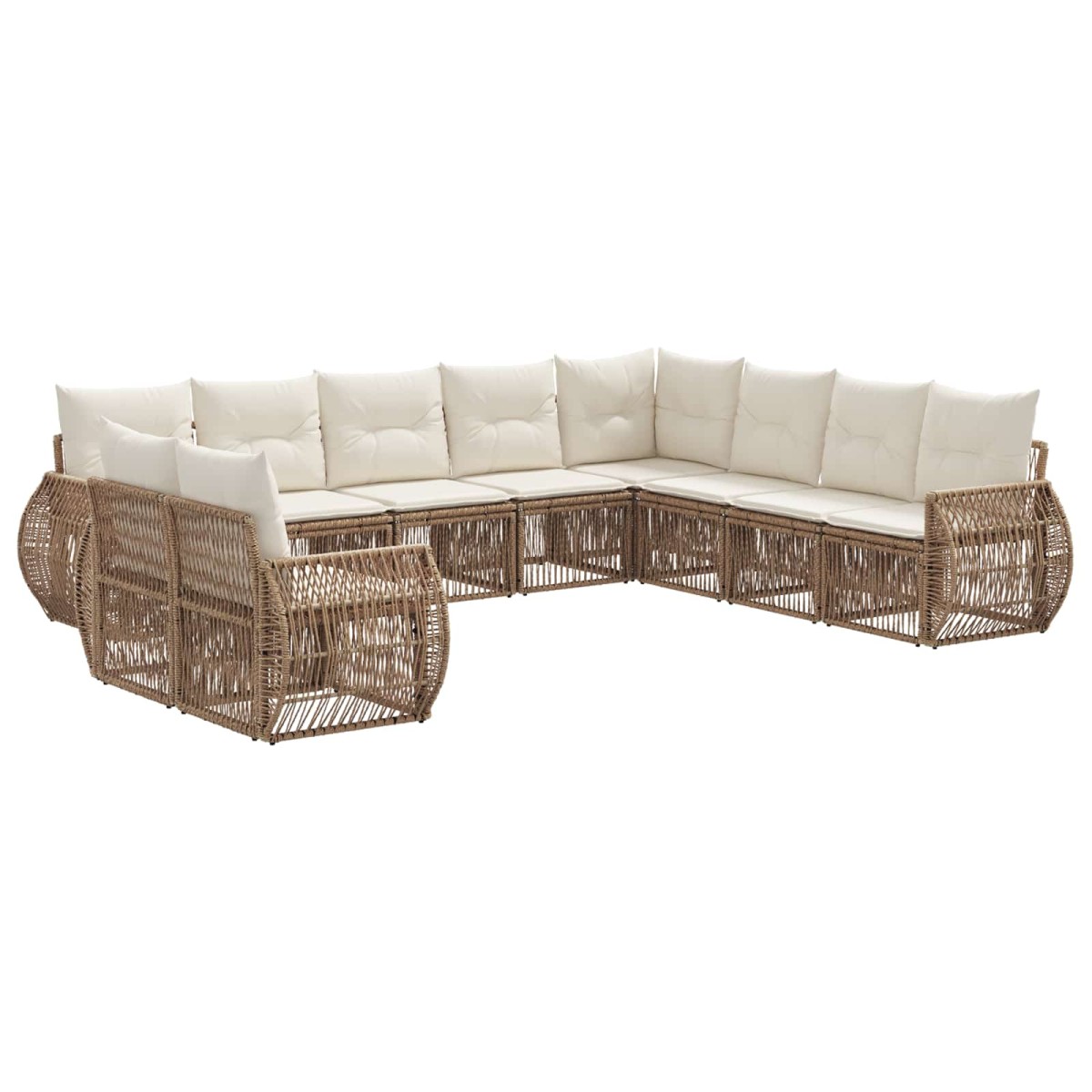 vidaXL Σετ Καναπέ Κήπου 10 τμχ. Μπεζ και Κρέμ συνθετικό ρατάν