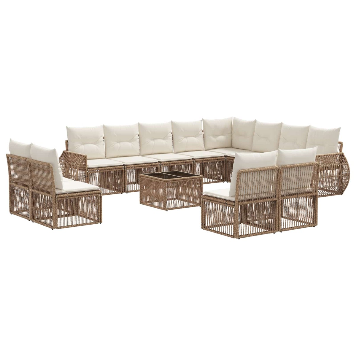 vidaXL Σετ Καναπέ Κήπου 13 τμχ. Μπεζ και Κρέμ συνθετικό ρατάν