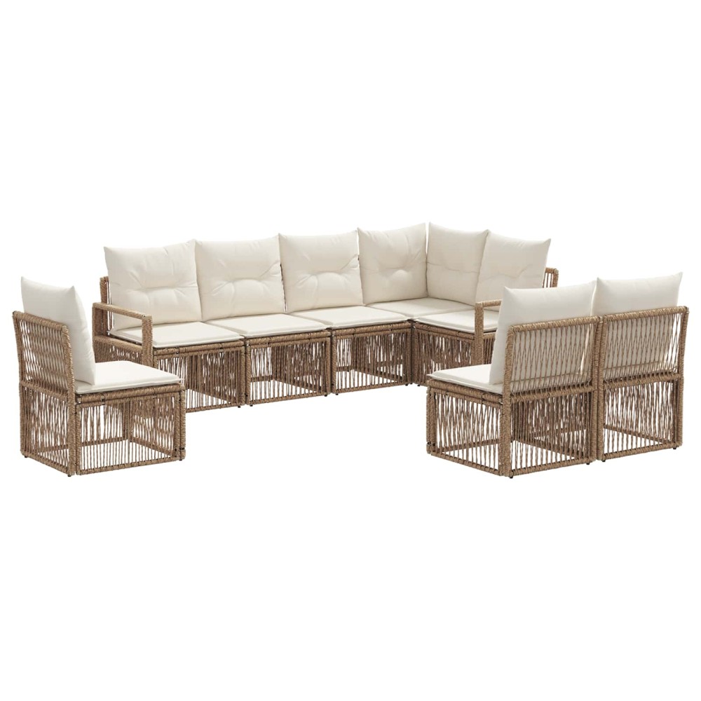 vidaXL Σετ Καναπέ Κήπου 8 pcs Μπεζ συνθετικό ρατάν