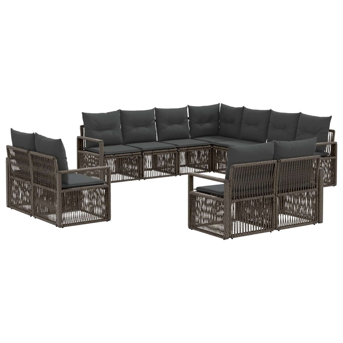 vidaXL Σετ Καναπέ Κήπου 11 τμχ. Γκρι συνθετικό ρατάν