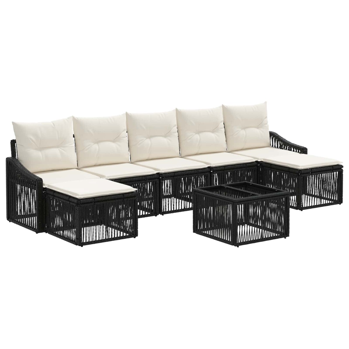 vidaXL Σετ Καναπέ Κήπου 8 τμχ. Μαύρο συνθετικό ρατάν