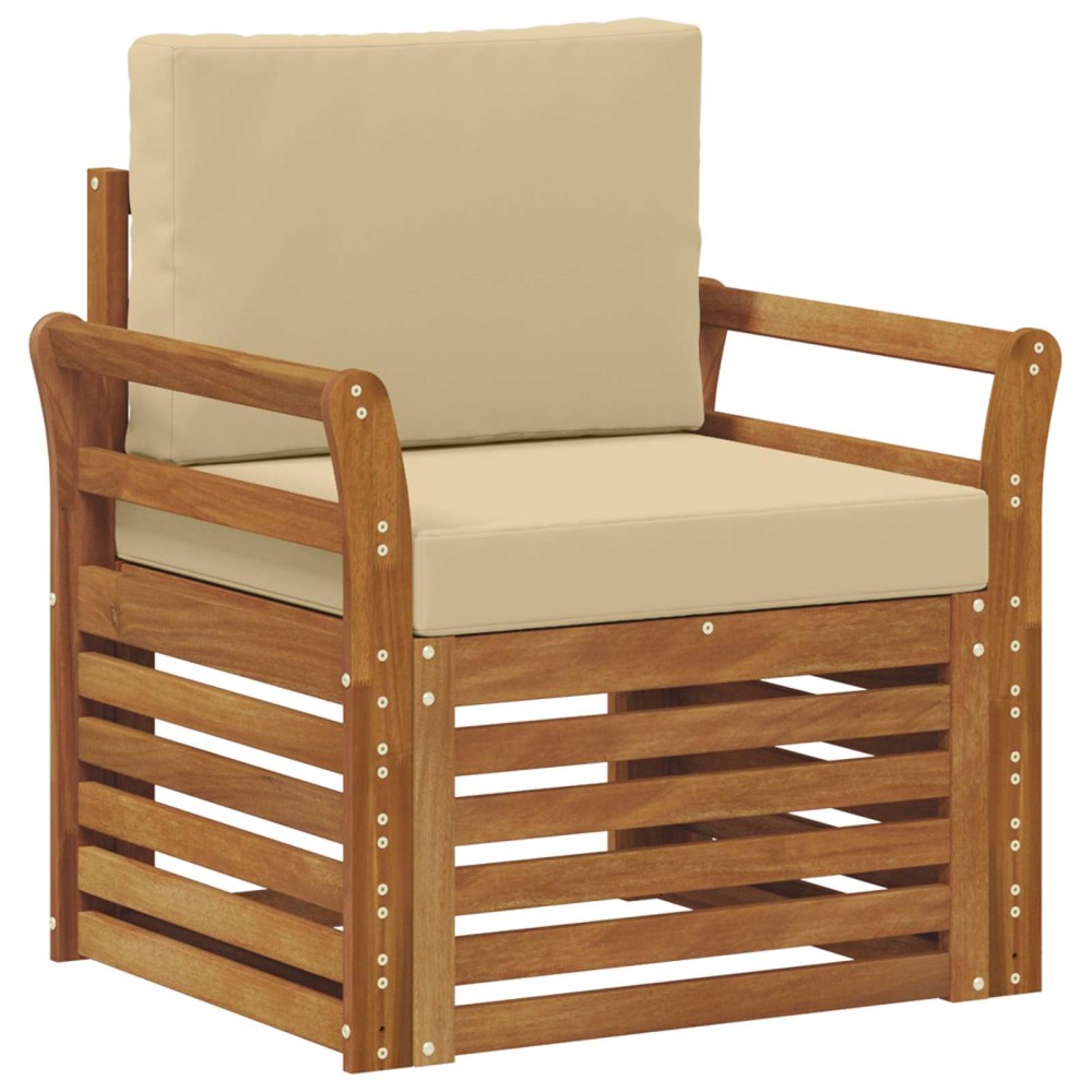 vidaXL Σειρά Καναπέ Εξωτερικού Στερεό Ξύλο Ακακίας και Πολυεστέρ