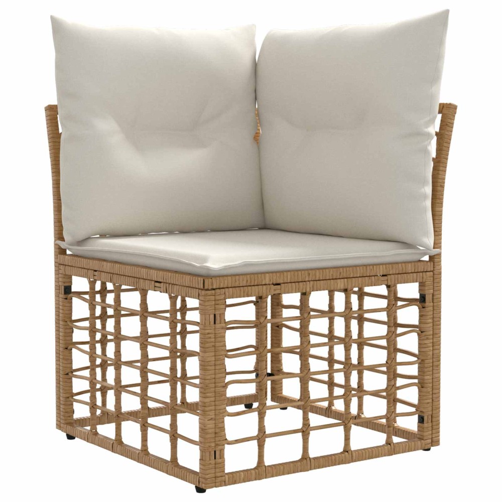 vidaXL Σειρά Καναπέ Εξωτερικού 10 τμχ. Φυσικό και Κρέμα Λευκό