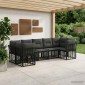 vidaXL Σειρά Καναπέ Εξωτερικού 7 τμχ. Μαύρο και Σκούρο Γκρίζο