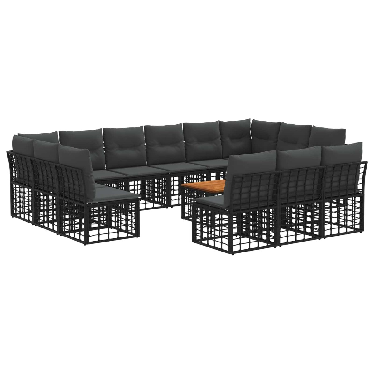 vidaXL Σειρά Καναπέ Εξωτερικού 14 τμχ. Μαύρο και Σκούρο Γκρίζο