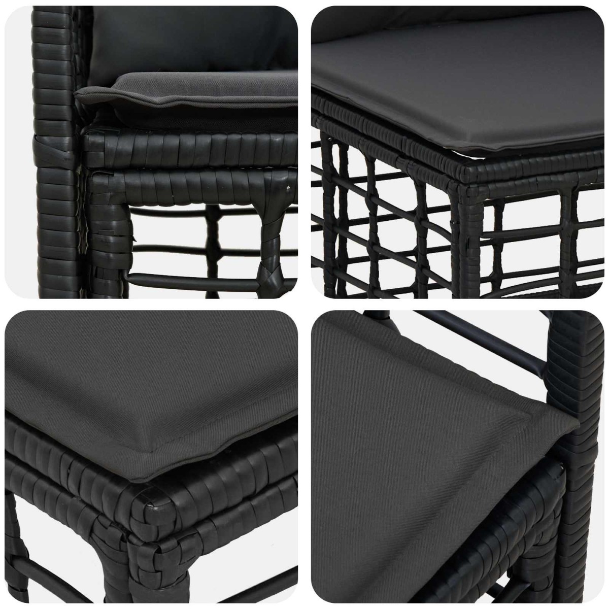 vidaXL Σειρά Καναπέ Εξωτερικού 6 τμχ. Μαύρο και Σκούρο Γκρίζο