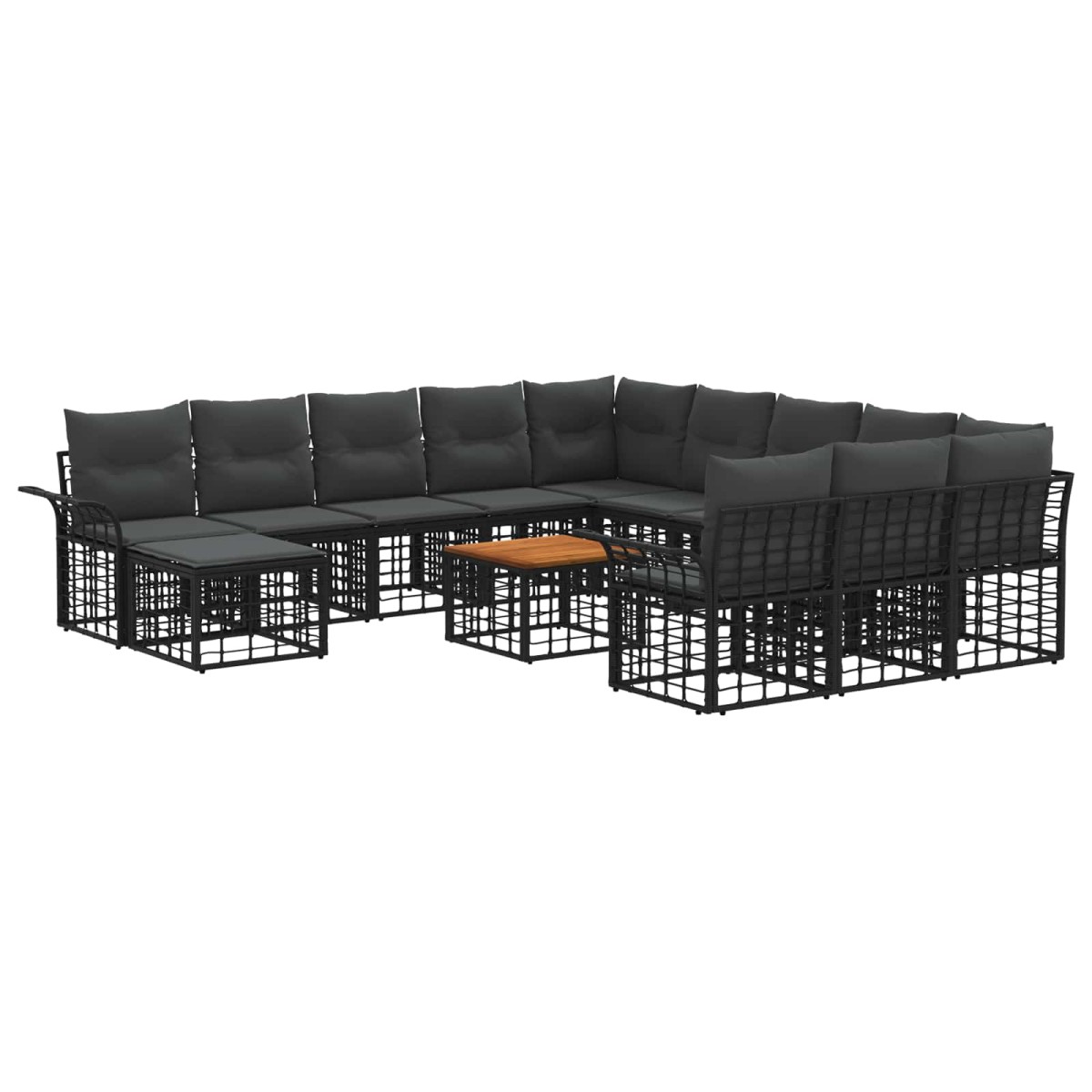 vidaXL Σετ Καναπέ Κήπου 13 pcs Μαύρο και Σκούρο Γκρίζο συνθετικό ρατάν