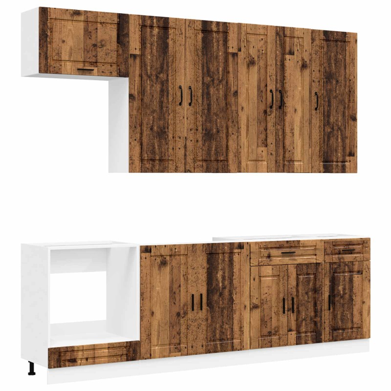 vidaXL Μονάδα κουζίνας PORTO 8 τμχ. Παλαιωμένο ξύλο Επεξεργασμένο Ξύλο