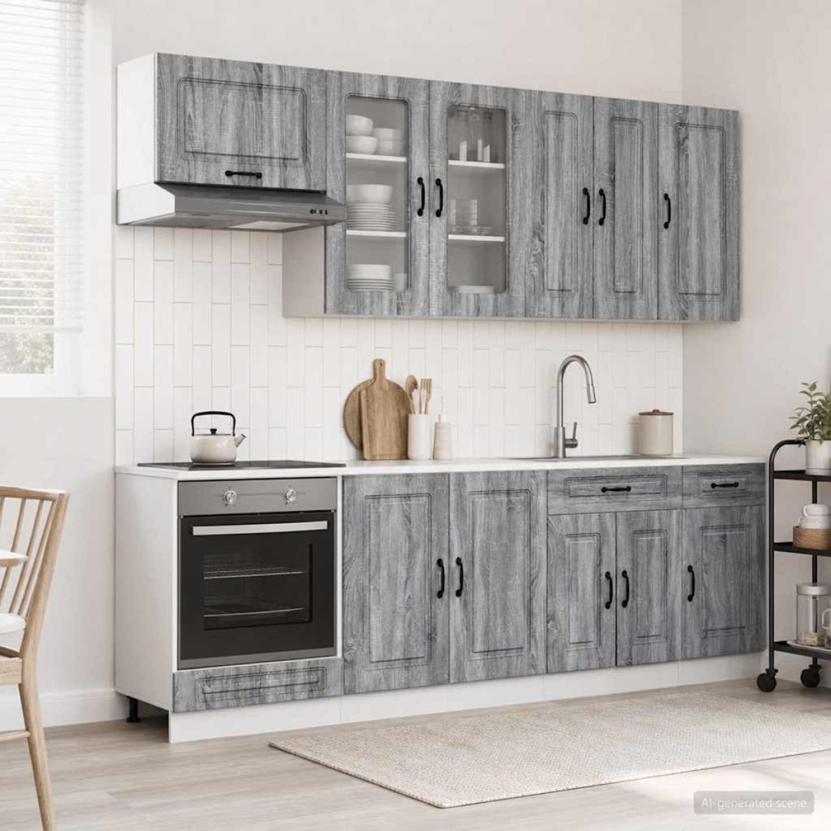 vidaXL Μονάδα κουζίνας KALMAR 8 τμχ. Γκρι Sonoma Επεξεργασμένο Ξύλο