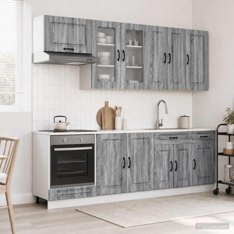 vidaXL Μονάδα κουζίνας KALMAR 8 τμχ. Γκρι Sonoma Επεξεργασμένο Ξύλο