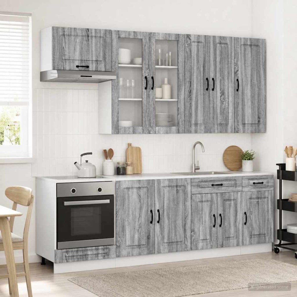 vidaXL Μονάδα κουζίνας KALMAR 8 τμχ. Γκρι Sonoma Επεξεργασμένο Ξύλο