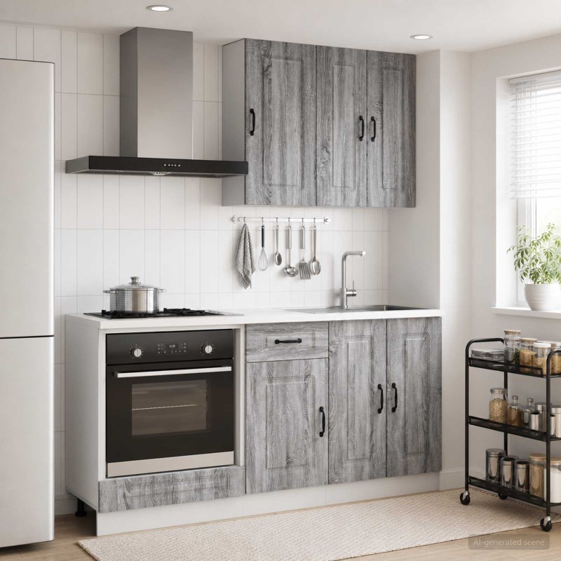 vidaXL Μονάδα κουζίνας KALMAR 5 τμχ. Γκρι Sonoma Επεξεργασμένο Ξύλο
