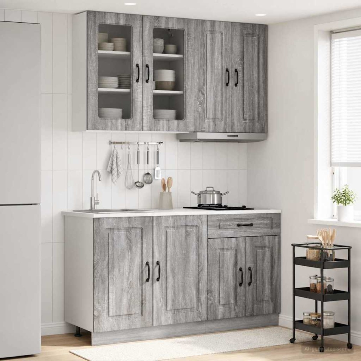 vidaXL Μονάδα κουζίνας KALMAR 4 τμχ. Γκρι Sonoma Επεξεργασμένο Ξύλο