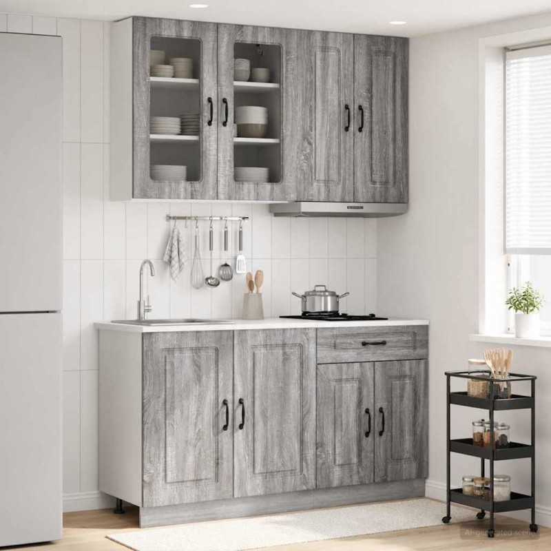 vidaXL Μονάδα κουζίνας KALMAR 4 τμχ. Γκρι Sonoma Επεξεργασμένο Ξύλο
