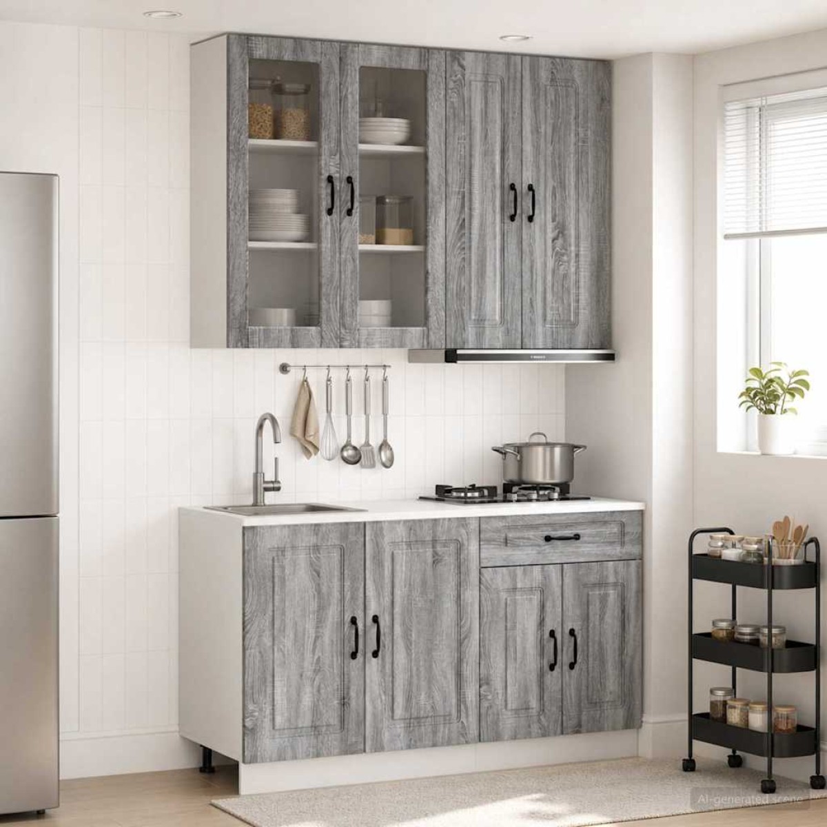 vidaXL Μονάδα κουζίνας KALMAR 4 τμχ. Γκρι Sonoma Επεξεργασμένο Ξύλο