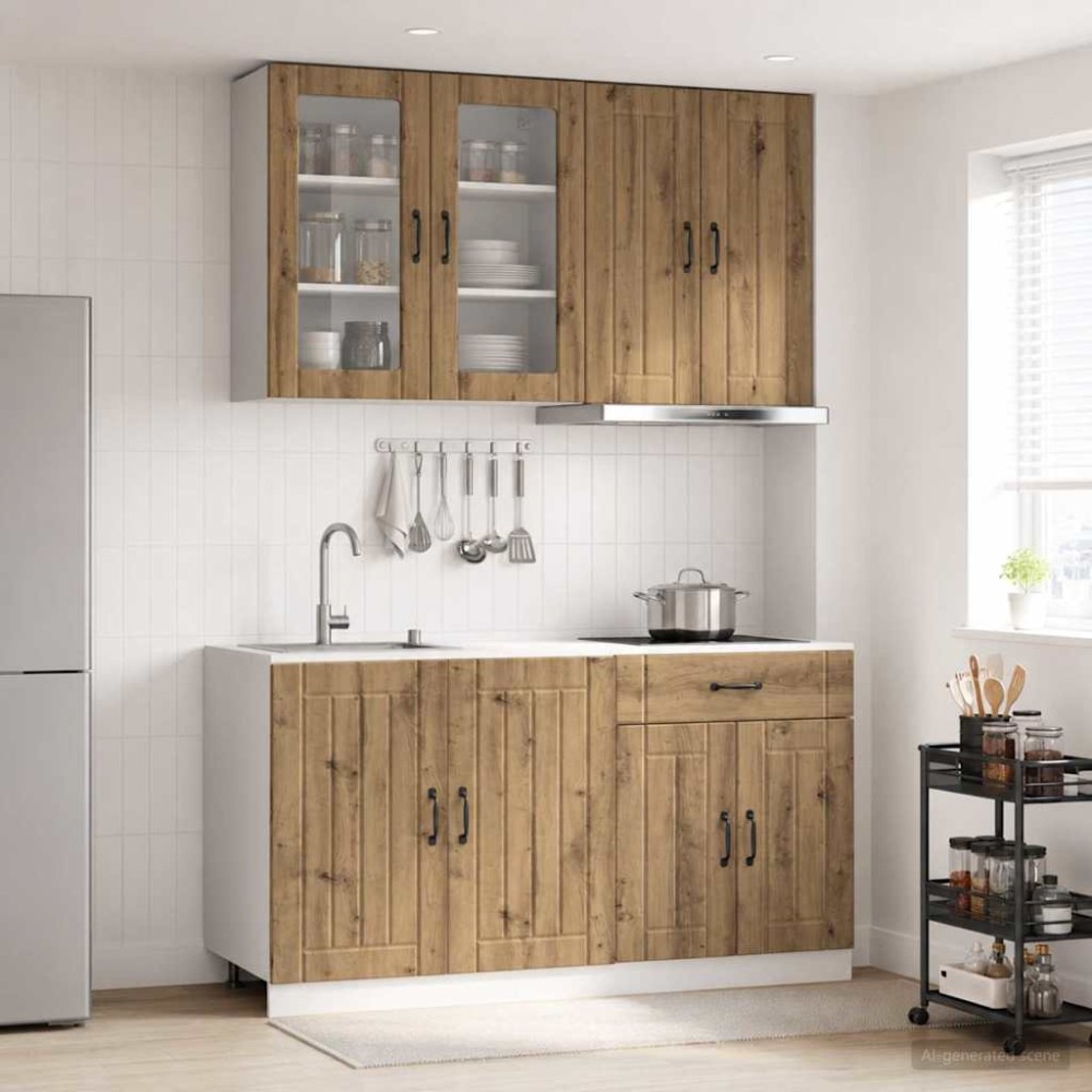 vidaXL Μονάδα κουζίνας LUCCA 4 τμχ. Artisan Δρυς Επεξεργασμένο Ξύλο