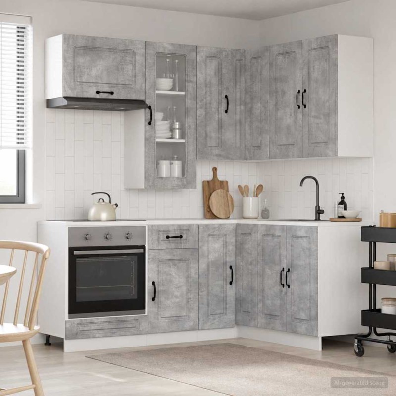 vidaXL Μονάδα κουζίνας KALMAR 8 τμχ. Γκρι Σκυροδέματος