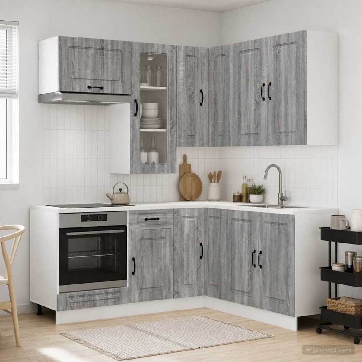 vidaXL Μονάδα κουζίνας KALMAR 8 τμχ. Γκρι Sonoma Επεξεργασμένο Ξύλο