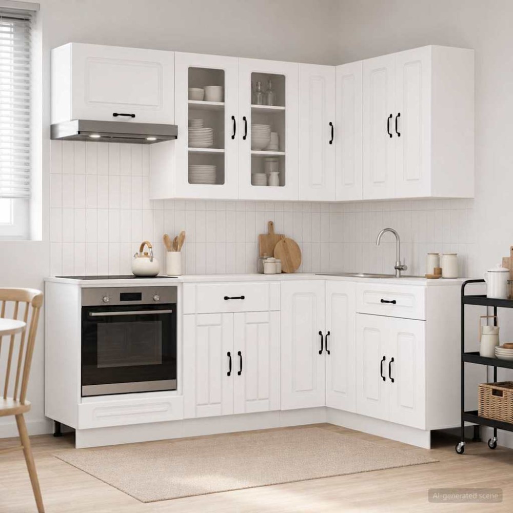vidaXL Μονάδα κουζίνας KALMAR 8 τμχ. Λευκό Επεξεργασμένο Ξύλο