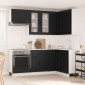 vidaXL Μονάδα κουζίνας KALMAR 8 τμχ. Μαύρο Επεξεργασμένο Ξύλο