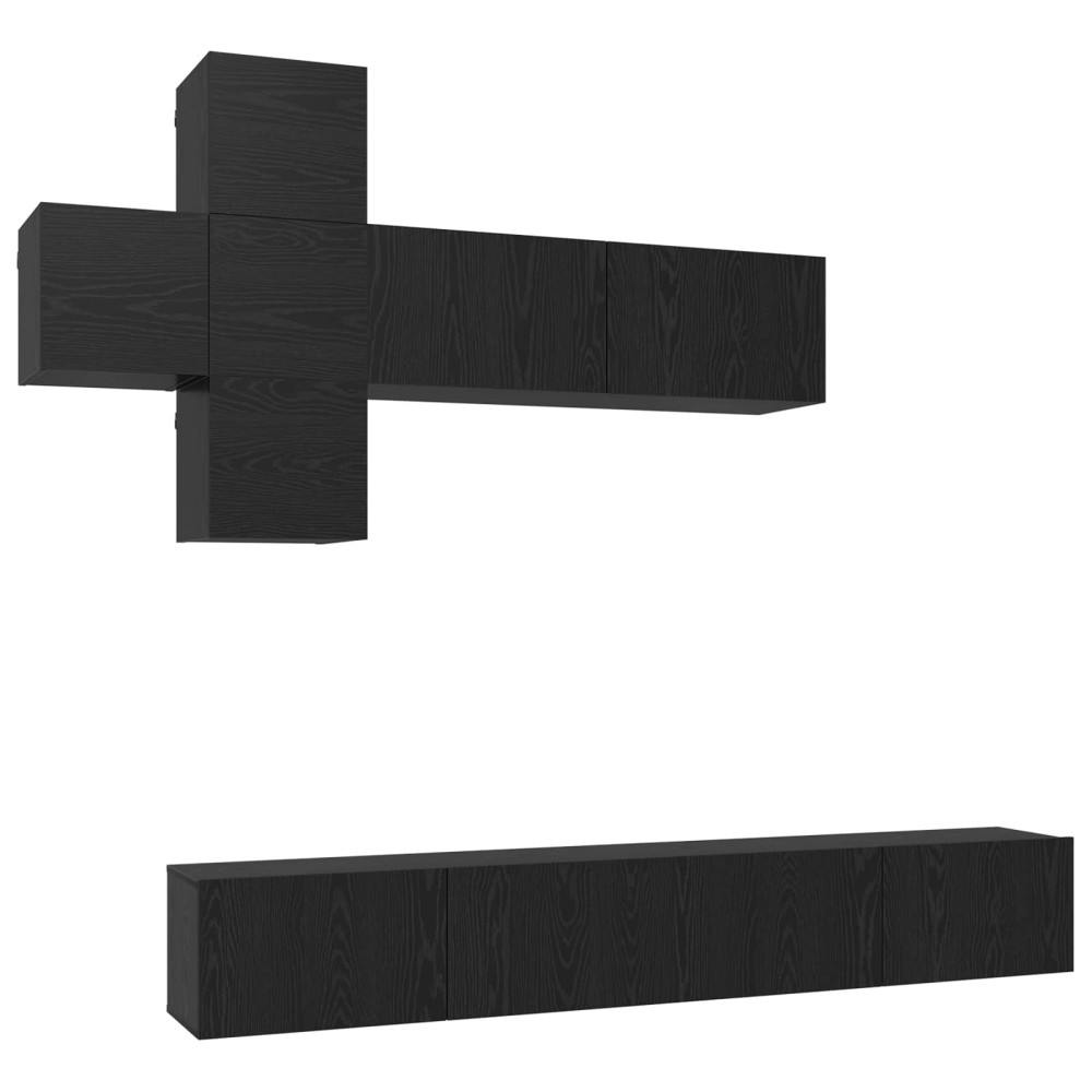 vidaXL Σετ επίπλου τηλεόρασης 7 pcs Μαύρη Δρυς Επεξεργασμένο Ξύλο