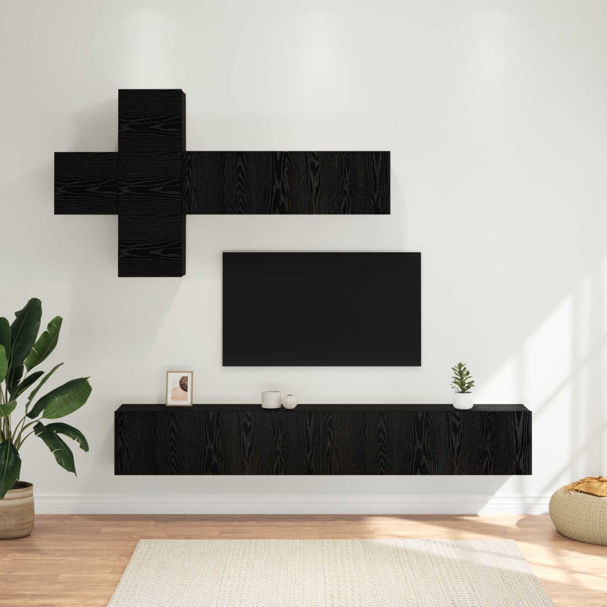 vidaXL Σετ επίπλου τηλεόρασης 7 pcs Μαύρη Δρυς Επεξεργασμένο Ξύλο