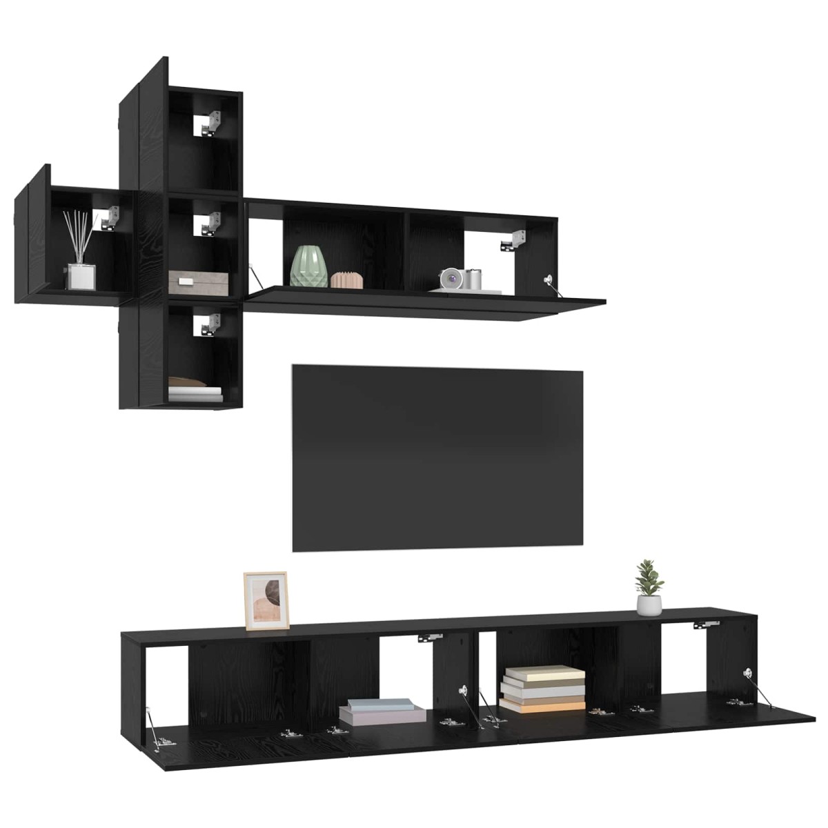vidaXL Σετ επίπλου τηλεόρασης 7 pcs Μαύρη Δρυς Επεξεργασμένο Ξύλο