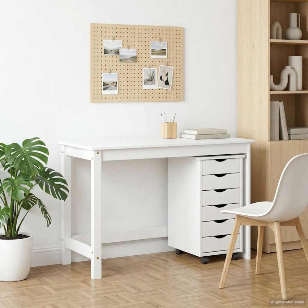 vidaXL Σετ Γραφείου και Κινητού Ντουλαπιού MOSS 2 pcs Λευκό