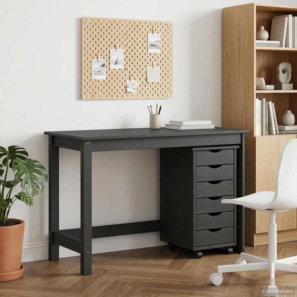 vidaXL Σετ Γραφείου και Κινητού Ντουλαπιού MOSS 2 pcs Γκρι