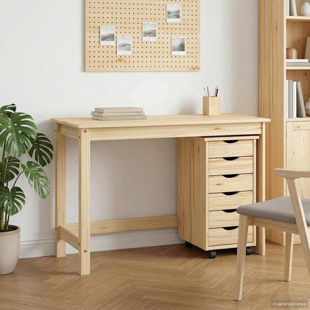 vidaXL Σετ Γραφείου και Κινητού Ντουλαπιού MOSS 2 pcs Καφέ