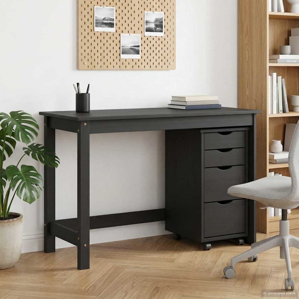vidaXL Σετ Γραφείου και Κινητού Ντουλαπιού MOSS 2 pcs Μαύρο