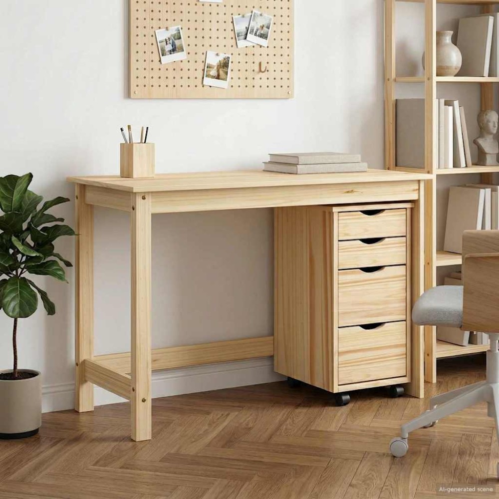 vidaXL Σετ Γραφείου και Κινητού Ντουλαπιού MOSS 2 pcs Καφέ