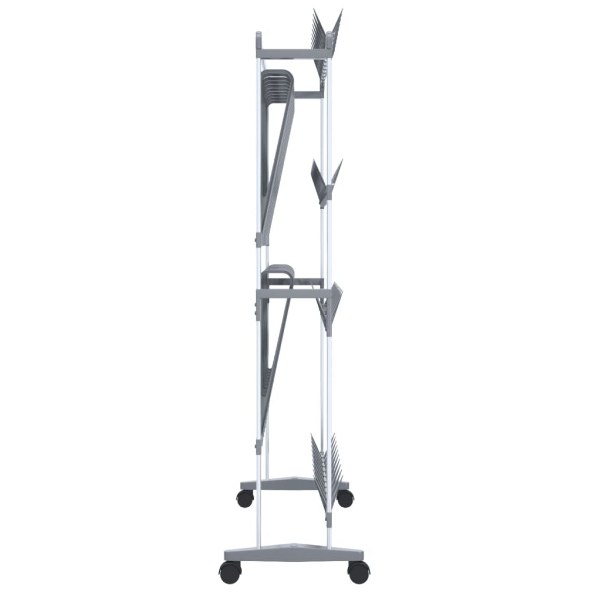 vidaXL Παπουτσοθήκη με Ρόδες Ασημί 89 x 27 x 120 εκ.