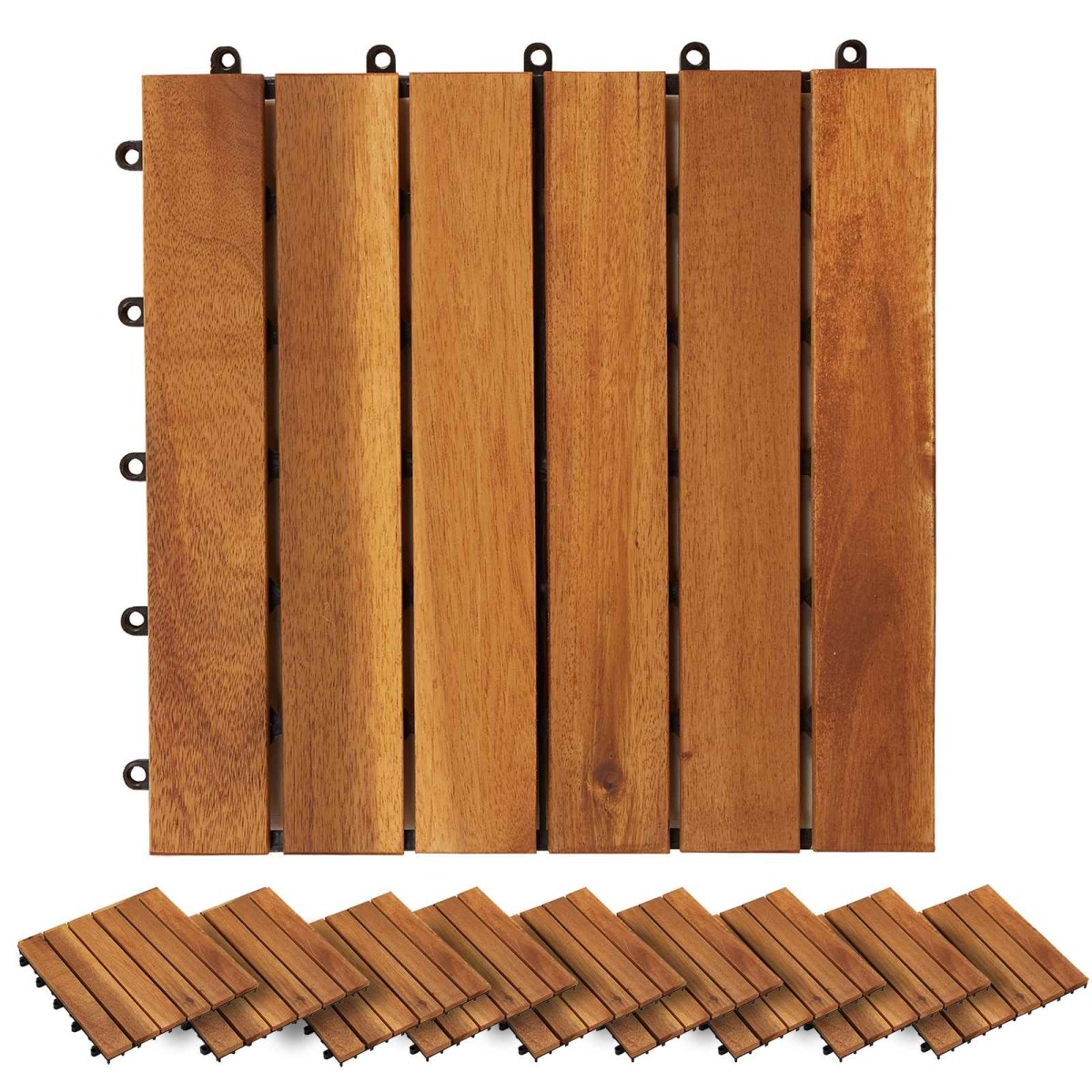 vidaXL Πλάκα Κατασκευής 30 τεμ. Καφέ 30 x 30 cm Ξύλο Ακακίας