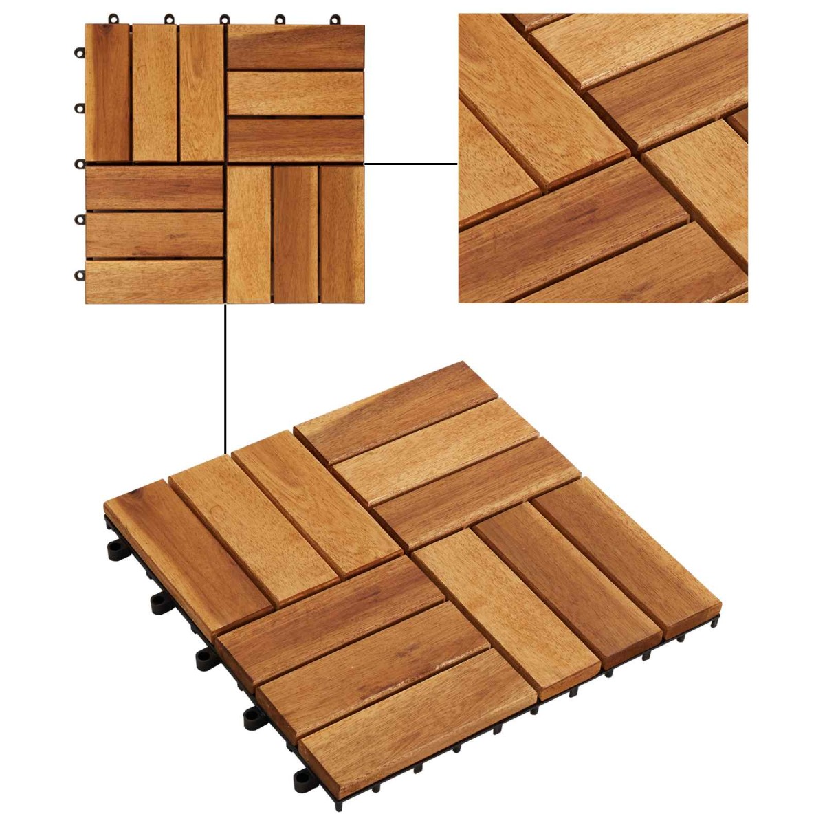 vidaXL Πλάκα Κατασκευής 30 τεμ. Καφέ 30 x 30 cm Ξύλο Ακακίας