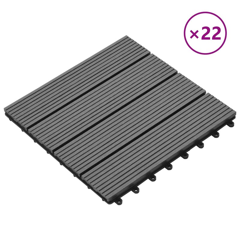 vidaXL Πλάκα Κατασκευής 22 τμχ. Γκρι 30 x 30 cm WPC