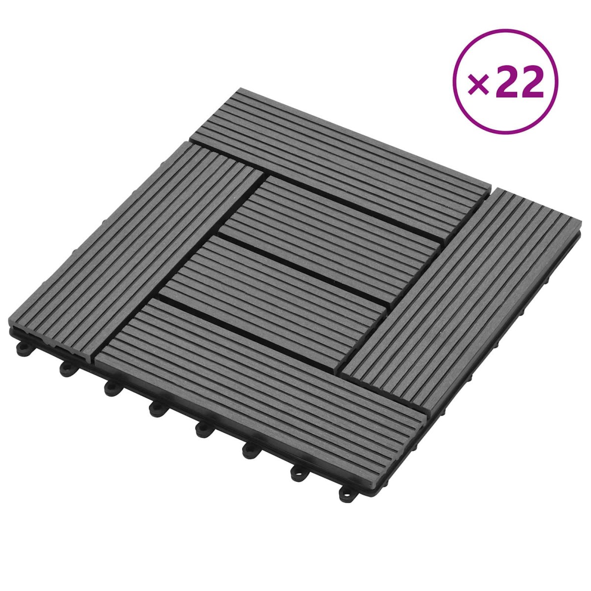 vidaXL Πλάκα Κατασκευής 22 τμχ. Γκρι 30 x 30 cm WPC