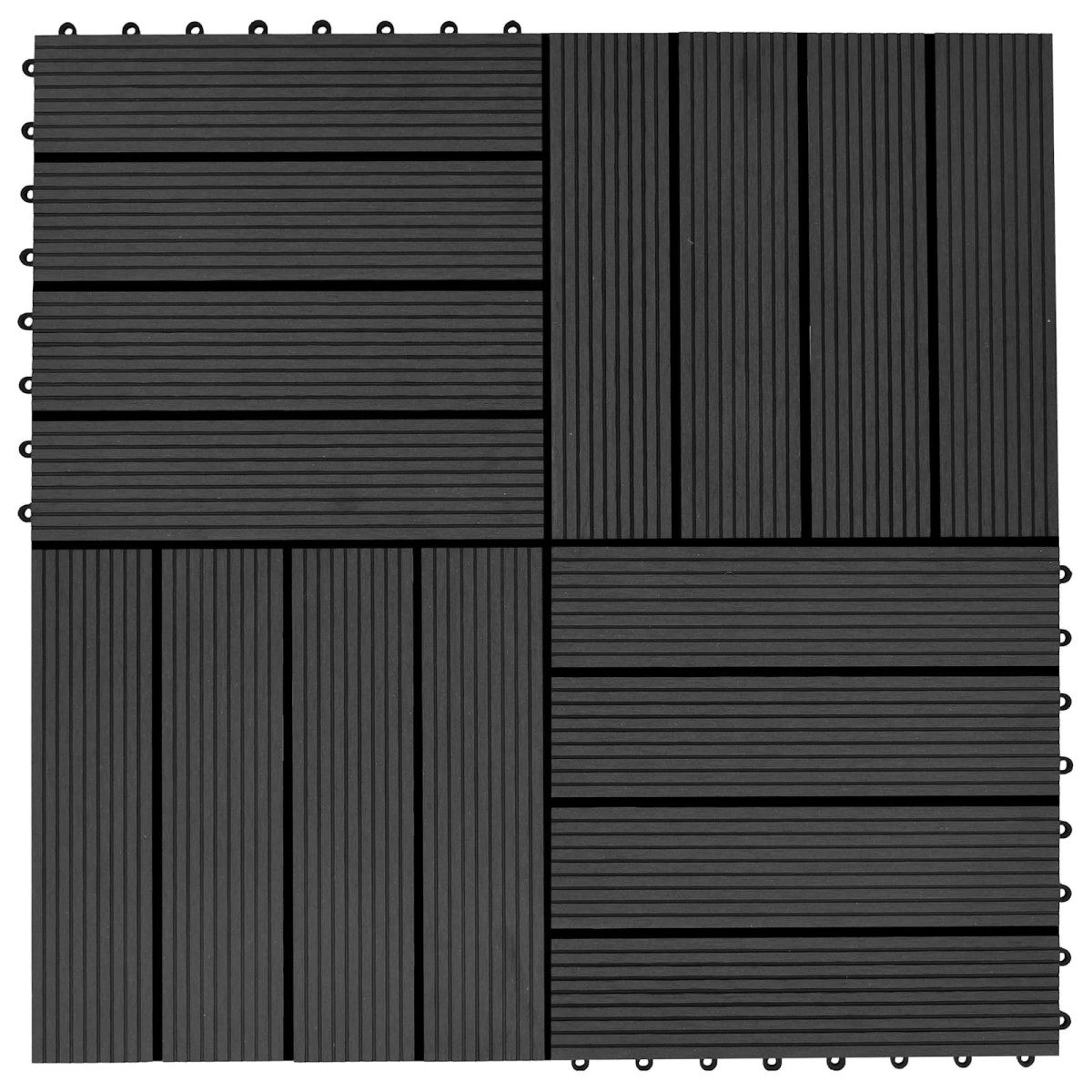 vidaXL Πλάκα Κατασκευής 22 τμχ. Μαύρο 30 x 30 cm WPC