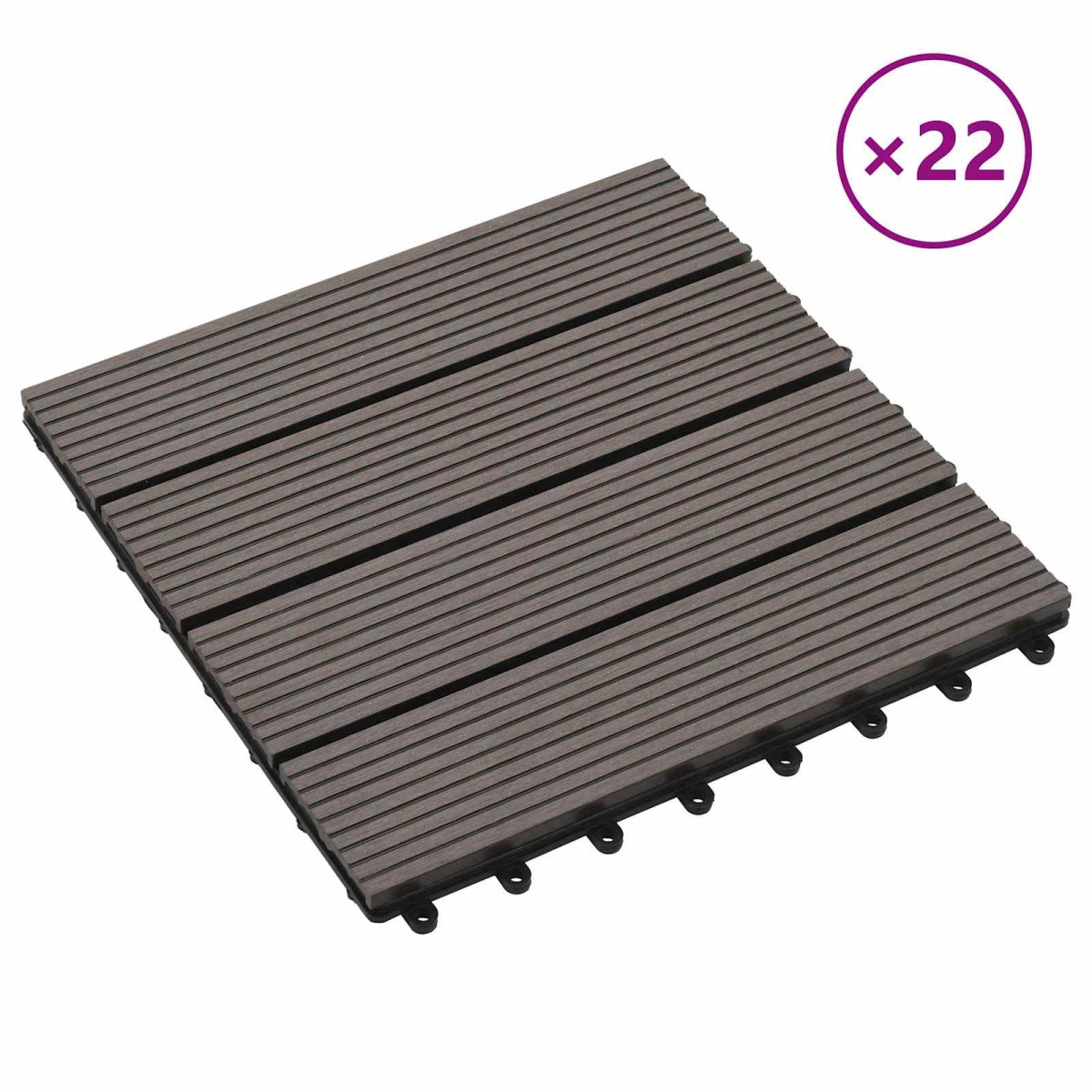 vidaXL Πλάκα Κατασκευής 22 τμχ. Σκούρο Καφέ 30 x 30 cm WPC