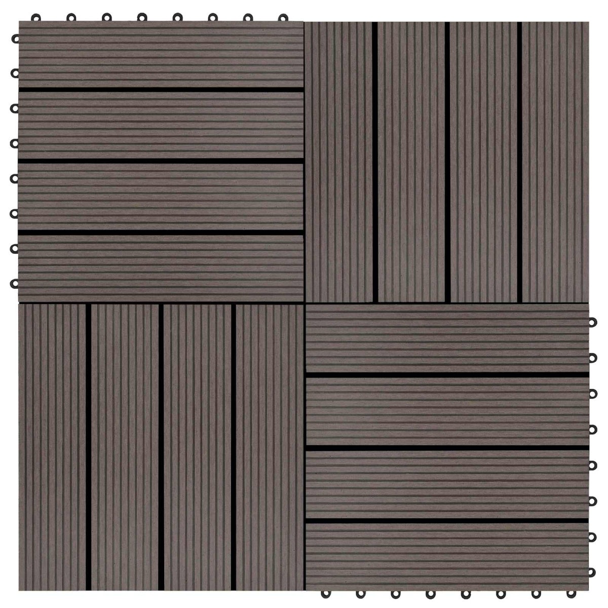 vidaXL Πλάκα Κατασκευής 22 τμχ. Σκούρο Καφέ 30 x 30 cm WPC